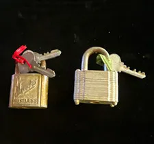 Master /Slaymaker Rustless Keyed Padlocks Lot of 2 w/ Keys Small Metal /Brass