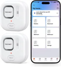 Water Leak Detector Sensor with App Alerts and 120dB Adjustable Alarm 2 Pack