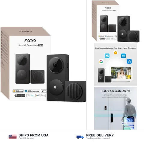 Aqara Smart Doorbell Camera G410 with Chime, HomeKit Secure Video, Black | 2K...
