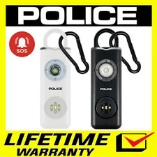 POLICE Personal Alarm Keychain Rechargeable Flashlight Emergency Siren 2 PACK 