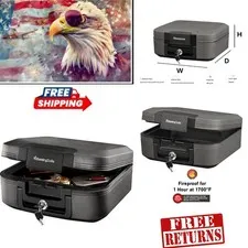 Portable Fireproof & Waterproof Safe – Key Lock Security for Essential Documents