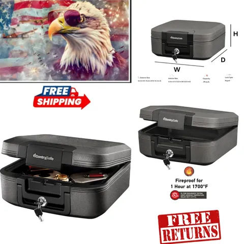 Portable Fireproof & Waterproof Safe – Key Lock Security for Essential Documents
