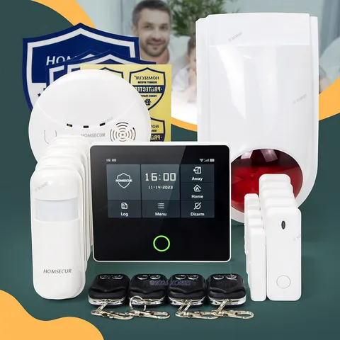 HOMSECUR Wireless WIFI 4G GSM Home Security Alarm System+Wireless Flash Siren