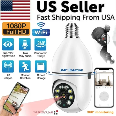 360 Light Bulb Camera 1080P WiFi Wireless Security IP Camera Night Vision E27
