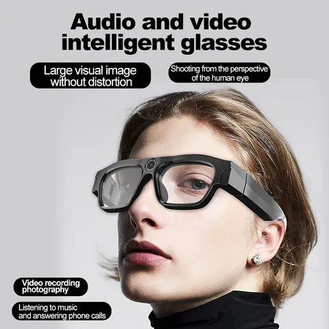 16GB XV18 Smart 2K HD Sport DV Video Recorder Bluetooth Glasses Windproof Black