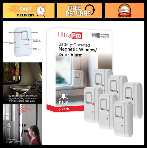 Wireless Window & Door Alarm System - 6 Pack Personal Security Chime Alerts
