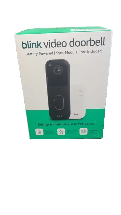 Blink Video Doorbell Head-to-Toe HD 2Way Audio, 2yr Bat Life Black w Sync Module
