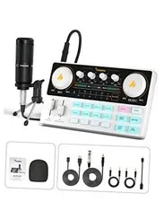 MAONO Juego de equipo para pódcast, mezclador de audio todo AU-AM200-S1 Blanco