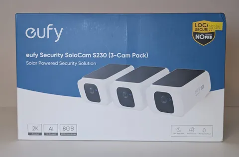 eufy Security SoloCam S230 (3-Cam Pack) 2K Solar Wireless Outdoor Cameras.