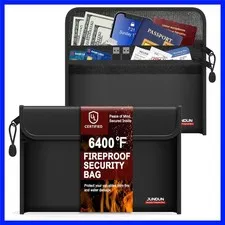 6400℉ Fireproof Money Bag,8.6”x 5.9” Dual Zippers 12 Layers | Fireproof Money...