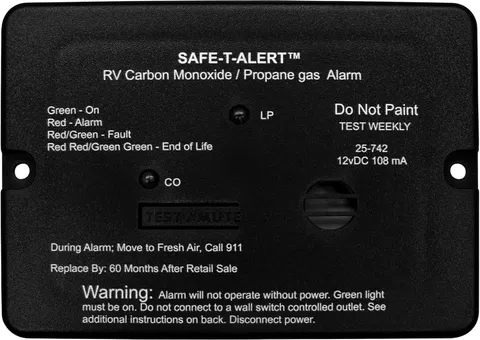 Safe T Alert 25 742 BL RV Mini Dual Propane CO Alarm Flush Mount Gas Detector
