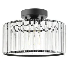 Crystal Ceiling Light Fixture, Modern Semi Flush Mount 11in - 1 light, Black