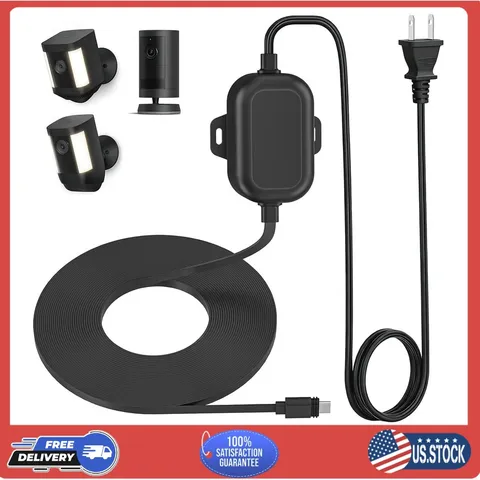 20ft USB-C Weatherproof Power Cord for Ring Spotlight Cam Plus Pro Battery Black