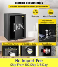 2.1 Cu Ft Fingerprint Safe Box Digital Keypad Home Security Safe Black