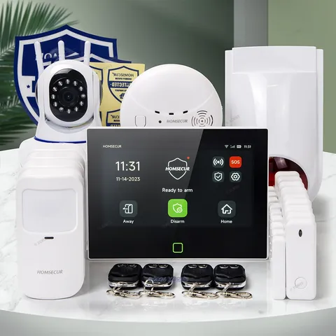 HOMSECUR Wireless WIFI 4G LCD Home 7" Alarm System Touch Screen+4 Pet-Immune PIR
