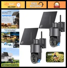 4G LTE Solar Powered Security Camera, 24/7 Recording, 4MP HD, Wireless Surveilla