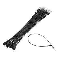 50Pcs Security Tags Lanyards Wire Loop (12", Black), Steel Wire Cable Loop