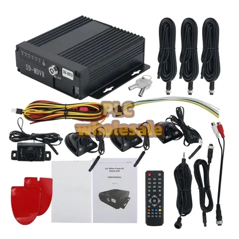 4CH Vehicle Car Mobile DVR Security Video Recorder SD+4 CCD Camera Cable Remote*