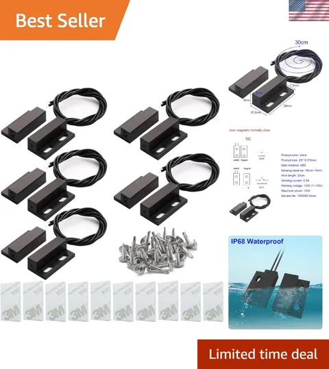 5pcs Recessed Wired Security Window Gate Contact Sensor Alarm Magnetic Reed S...