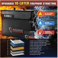 Large Fireproof Document Bag - Silicone Fiberglass Fabric