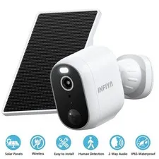 INFIYA  2K  Security Camera Solar Panel Wireless Home Outdoor 2-Way Audio