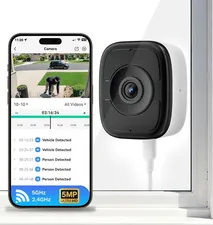 3K 5MP Window Camera with Night Vision, 2.4Ghz & 5Ghz Wifi Safeview Indoor Windo