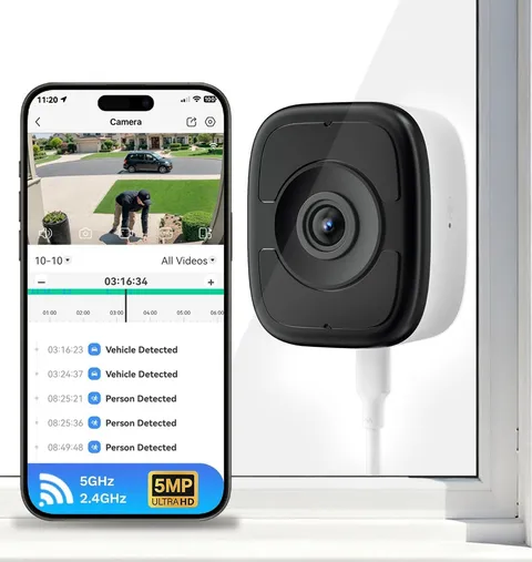 3K 5MP Window Camera with Night Vision, 2.4Ghz & 5Ghz Wifi Safeview Indoor Windo