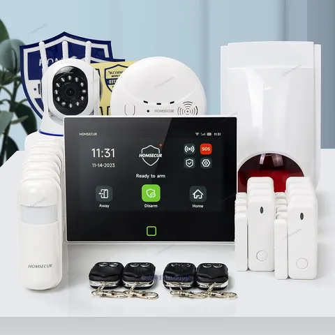 HOMSECUR Wireless WIFI 4G 2G LCD SMS Autodial Home Security 7" Alarm System