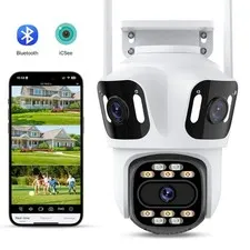 Three Lens PTZ IP Camera Outdoor HD Three Screen WiFi Security Camera Auto Track