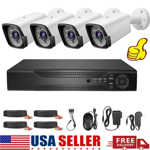 5MP 4CH DVR 1080P Security Camera System Outdoor Home CCTV Kit Night Vision IP66