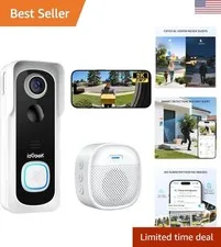Battery-Powered Wireless Doorbell Camera with Cloud Backup & Adjustable Voice