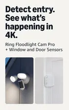 Ring Floodlight Cam Pro (newest model), White with 4 Window and Door Sensors (ne