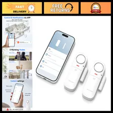 Smart WiFi Door Sensor Alarm & Chime, App Alerts, Wireless Security Alarms, 2 PC