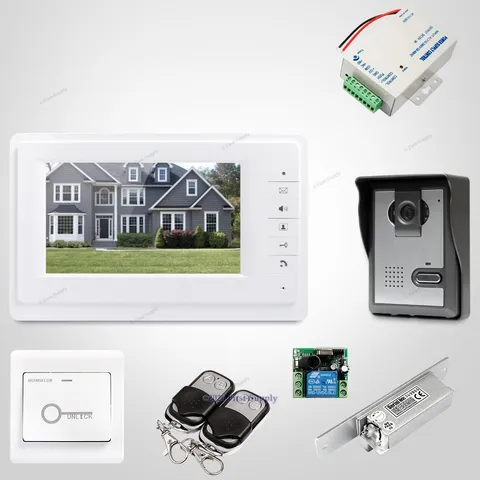 7" Video Door Intercom System Electric Strike Lock Set Included for House/ Flat