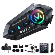 Y12 Pro Motorcycle Helmet Bluetooth 5.4 Intercom Headset Waterproof 500m