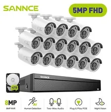 SANNCE 4K 16CH NVR 5MP POE Security Camera System Two Way Audio Human Detection