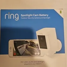 Ring Spotlight Cam Battery Wireless Wi-Fi 1080p Spotlight Night Vision White