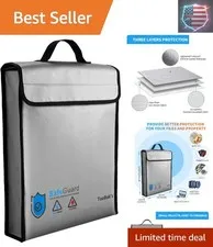 Fireproof Waterproof Document Bag with Zipper,Heat Insulated Upgraded Firepro../