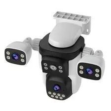 Triple Lens WiFi PTZ Security Camera, Three Cameras in One, Side Cameras with...