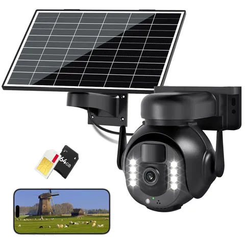 4K 8MP 4G LTE Cellular Security Camera, Outdoor Wireless Camera with Integrat...