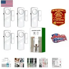 90dB Wireless Door & Window Alarm 5-Pack - Easy Setup & Home Security Solution