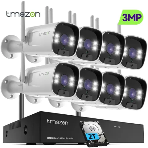 10CH NVR WIFI 3MP IP Security Camera System CCTV 2 Way Audio for Home Security