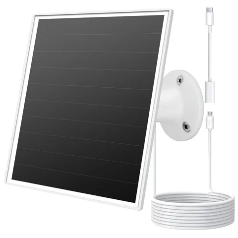 6W Solar Panel for Outdoor Security Camera with Micro USB & USB - C Port, Sol...