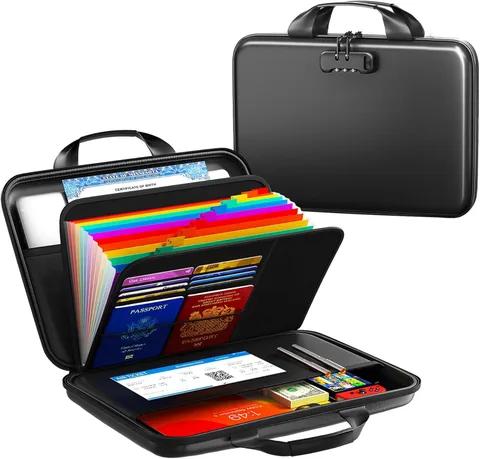 Fireproof Document Organizer with Lock, Rigid EVA File Box with 13-Pocket Accord
