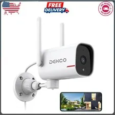 Dekco 2K Outdoor Security Camera Wired WiFi Surveillance System