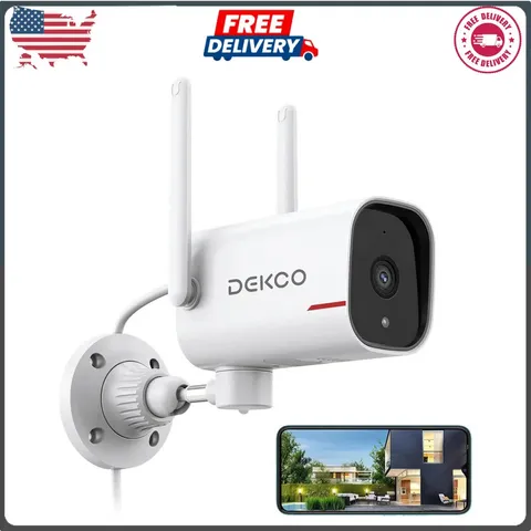 Dekco 2K Outdoor Security Camera Wired WiFi Surveillance System
