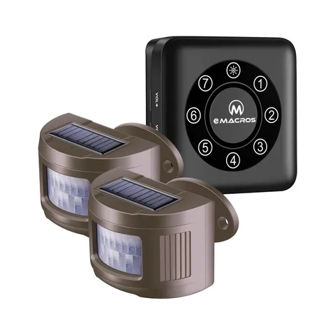 Solar Wireless Driveway Alarm 1/2 Mile Long Range 7 Zones - Indoor Outdoor