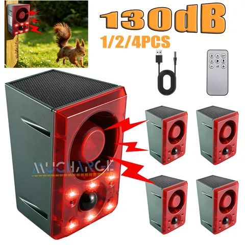 Wholesale Solar Ultrasonic Alarm Animal Repellent Dog Squirrel Light Voice Siren