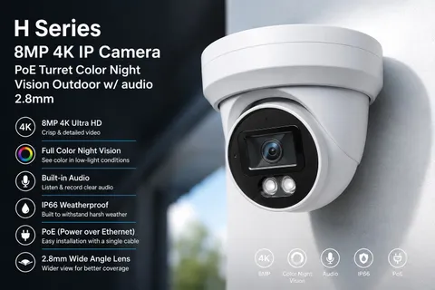 NEW 8MP PoE Active Deterrence IP Security Camera 2.8mm Outdoor 4K