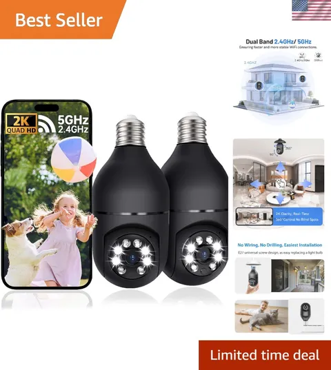 360° Outdoor Wi-Fi Security Cameras with 2-Way Audio & Night Vision – 2 Pack